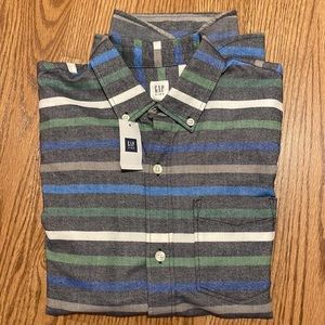 NWT Gap chambray button down striped dress shirt (sz. 14 - 16)
